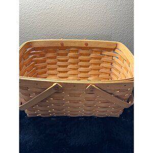 Longaberger Basket 1999 Hand Woven Classic Basket Double Swing Handles  8"Tall